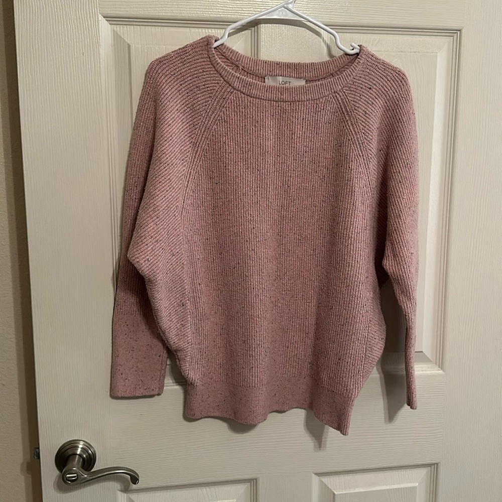 LOFT Dusty Pink Ribbed Knit Sweater